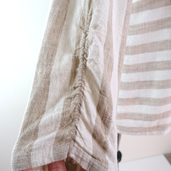 Soft Surroundings Size L Camina Linen Blend Tunic Stripe Cream Brown - Picture 8 of 11